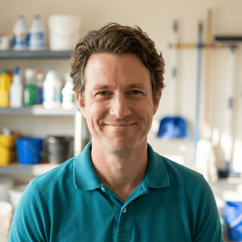 James Mitchell, fitness enthusiast flexing